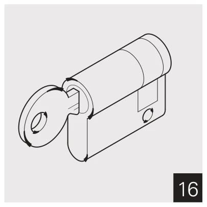 Explosionszeichnung TectoCell Standard Plus – Abb. 16 – Schließzylinder (Baujahr 1992–2009)