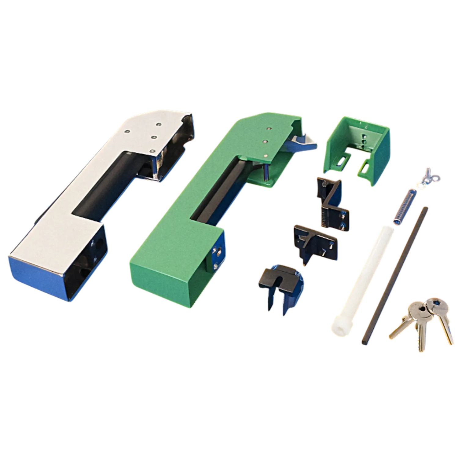 Viessmann Verschluss Griff-System Jumbo 6002 für nach Innen öffnende Türen Innegriff grün Außengriff verchromt