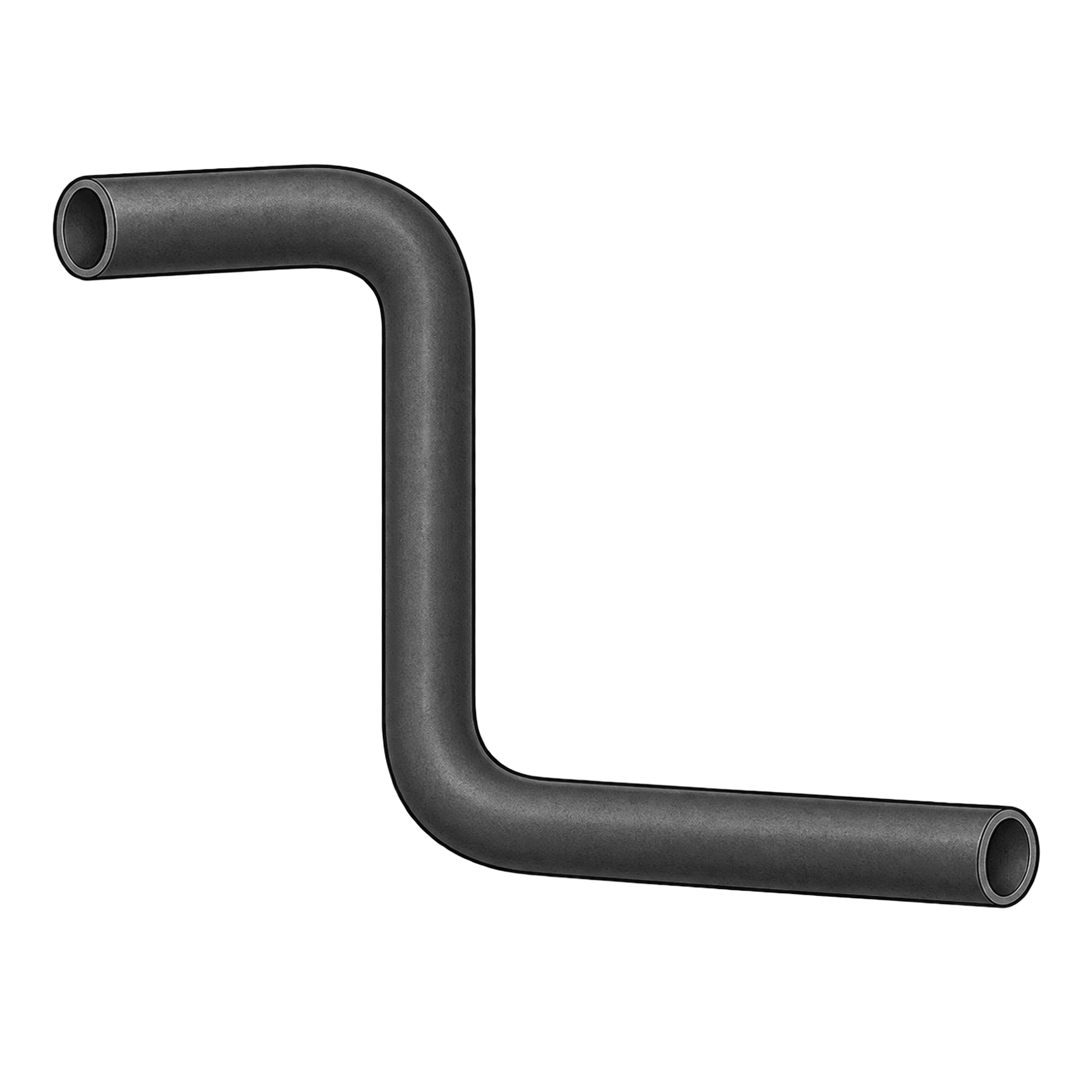 Technische Illustration eines vorgeformten Gummischlauchs mit zwei Bögen, Symbolbild