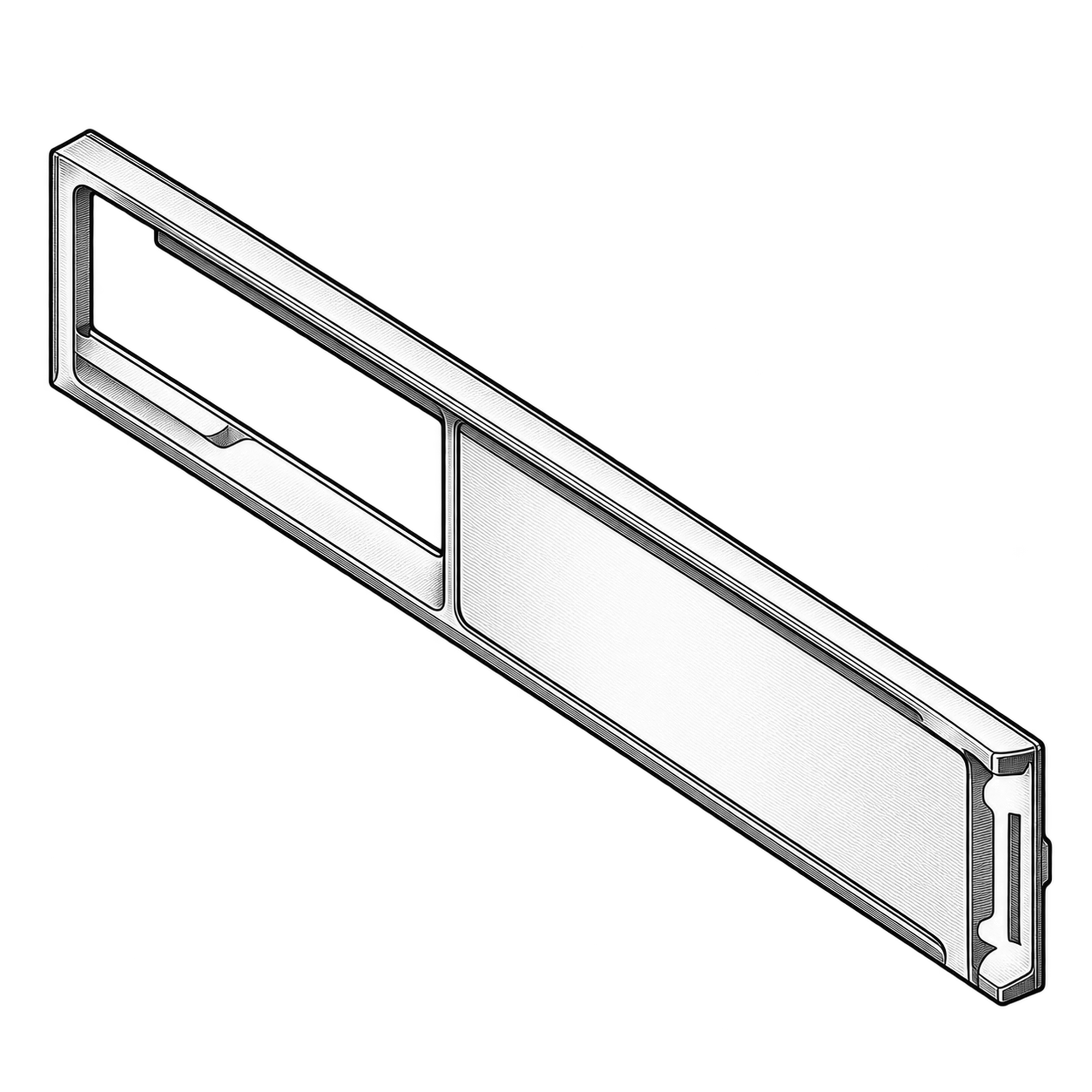 Technische Illustration einer langen Bedienblende mit Anzeigefenster, Symbolbild