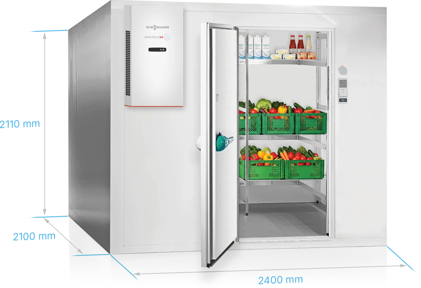 Viessmann Kühlzelle TectoSystem Launch Edition 2400 x 2100 x 2110 mm, Tür DIN links, mit Kühlaggregat TectoCore WMC5 900