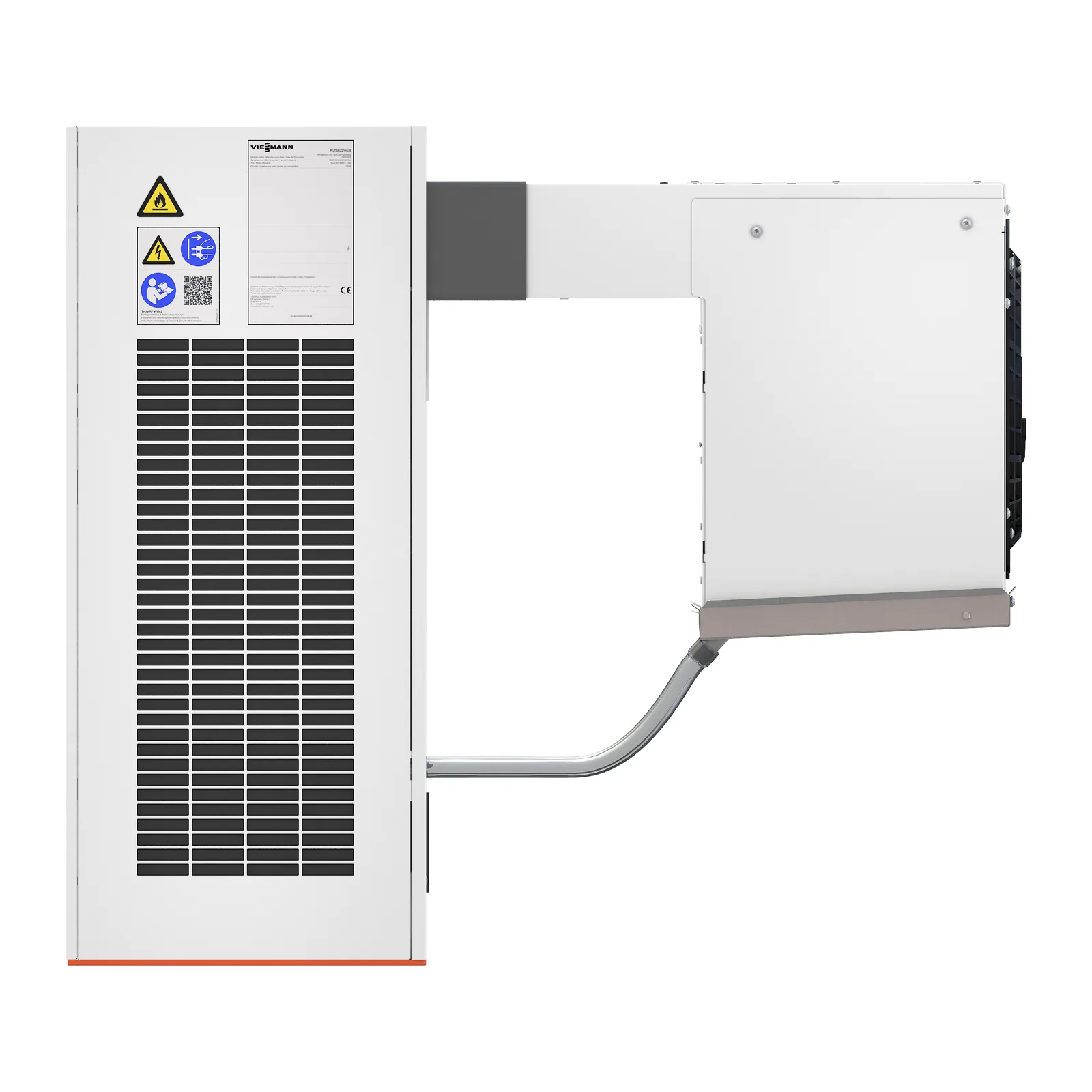 Viessmann Kühlaggregat TectoCore WMx5, Seitenansicht rechts mit Lüftungsgitter und Verdampferteil