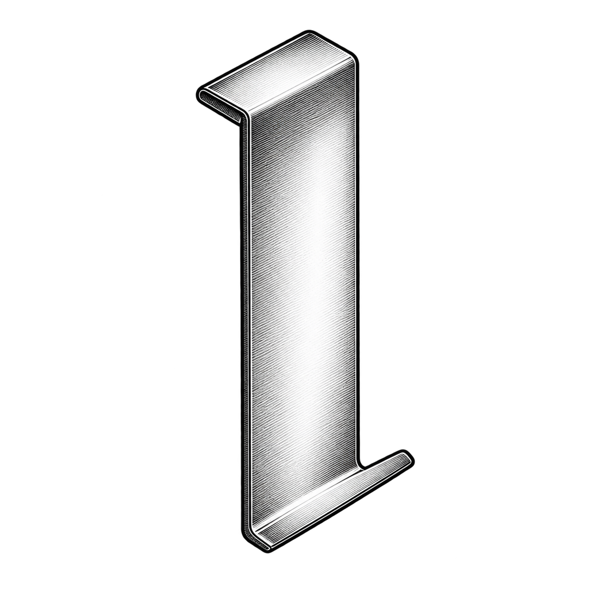 Technische Illustration eines kleinen, Z-förmig abgekanteten Blech-Klemmstücks, Symbolbild