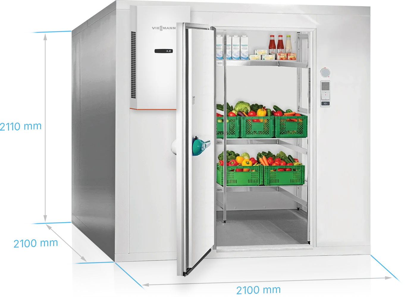 Viessmann Kühlzelle TectoSystem Launch Edition 2100 x 2100 x 2110 mm, Tür DIN links, mit Kühlaggregat TectoCore WMC5 900