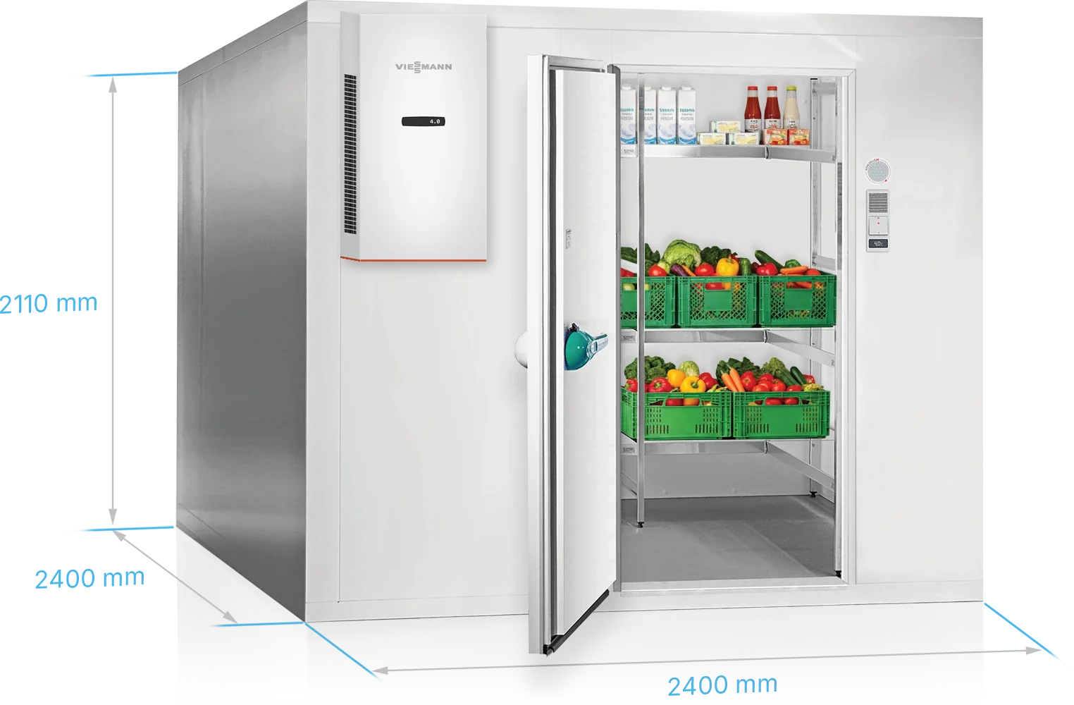 Viessmann Kühlzelle TectoSystem Launch Edition 2400 x 2400 x 2110 mm, Tür DIN links, mit Kühlaggregat TectoCore WMC5 900