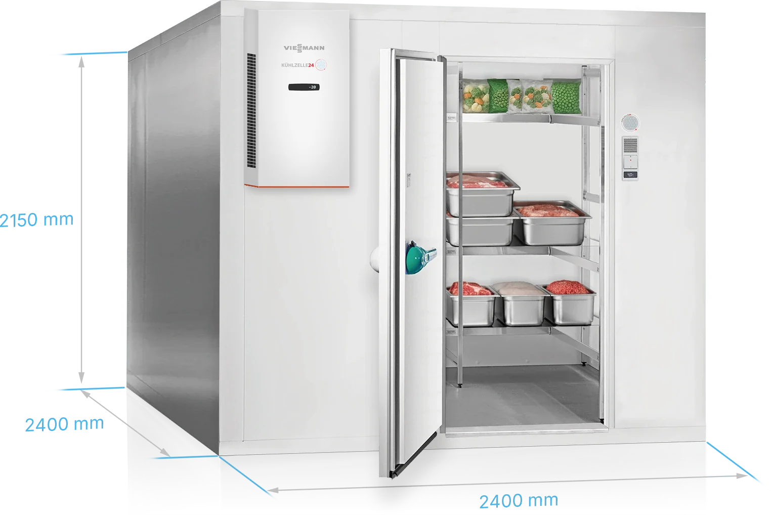 Viessmann Tiefkühlzelle TectoSystem Launch Edition 2400 x 2400 x 2150 mm, Tür DIN links, mit Kühlaggregat TectoCore WMF5 1050