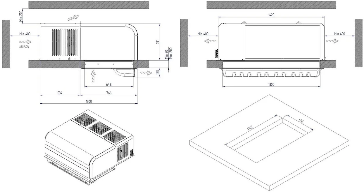Wandabstände Rivacold Kühlaggregat